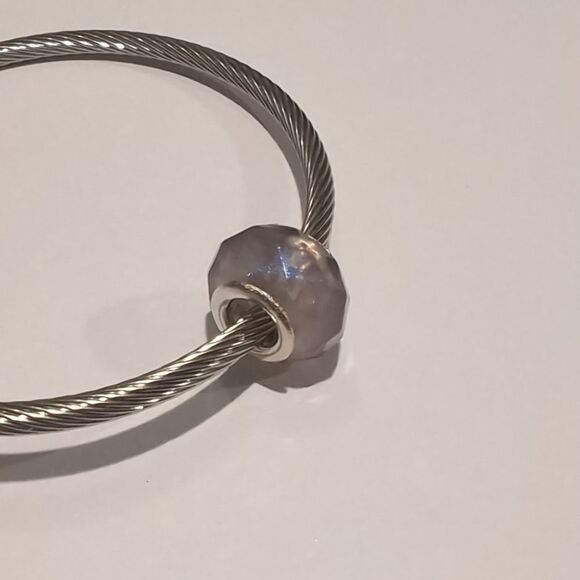 Silver Translucent Sparkly Purple Faceted Charm for Pandora Style Bracel…‎ - Picture 4 of 4